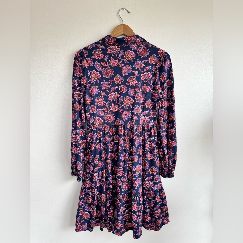 Boden Jemima Tiered Jersey Dress Rich Navy, Pink Ornate Pattern size 12 Regular - Picture 13 of 15